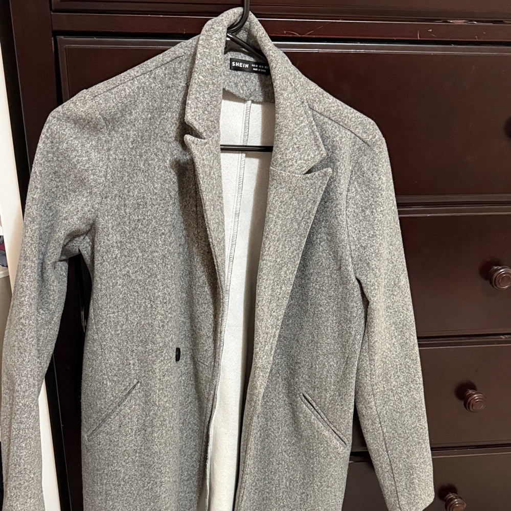 SHEIN Light Gray Wool Coat